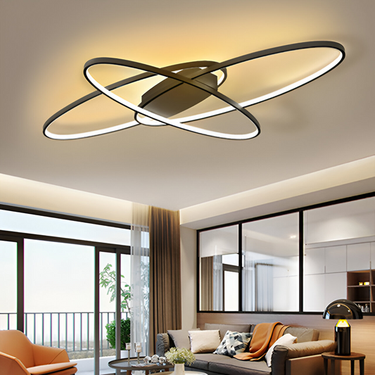 Żyrandol LED z pilotem ORBITA 140 W, 3 elementy, owalny, światło zimne/ciepłe/neutralne, ściemnialny, czarny 