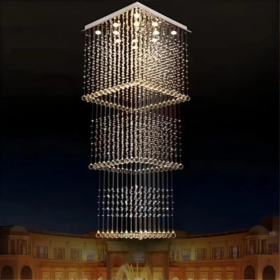 Żyrandol Kryształowy LED 80W PALATINA Złoty, średnica 50cm, wysokość 200cm, model drabinkowy