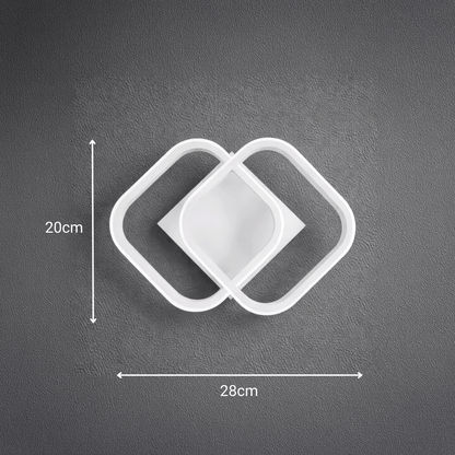 Żyrandol LED VERTEX Matrix, nakładające się diamenty, metalowe ramki, 11W, 2 diamenty, światło zimne/ciepłe/neutralne 3000K/4000K/6000K, biały