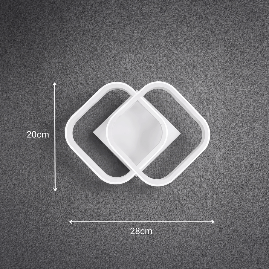 Żyrandol LED VERTEX Matrix, nakładające się diamenty, metalowe ramki, 11W, 2 diamenty, światło zimne/ciepłe/neutralne 3000K/4000K/6000K, biały