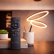 Zawieszany żyrandol LED z pilotem CASIANA 40W, 2 koła, światło zimne/ciepłe/neutralne 3000K/4000K/6000K, możliwość przyciemniania, czarny, regulowana wysokość, metal i akryl