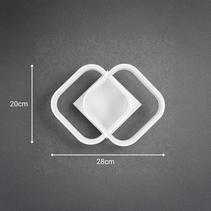 Żyrandol LED VERTEX Matrix, nakładające się diamenty, metalowe ramki, 11W, 2 diamenty, światło zimne/ciepłe/neutralne 3000K/4000K/6000K, biały