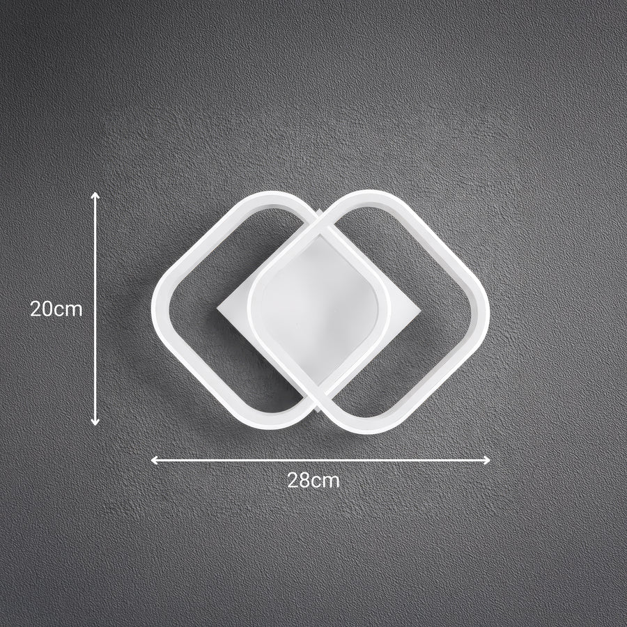 Żyrandol LED VERTEX Matrix, nakładające się diamenty, metalowe ramki, 11W, 2 diamenty, światło zimne/ciepłe/neutralne 3000K/4000K/6000K, biały