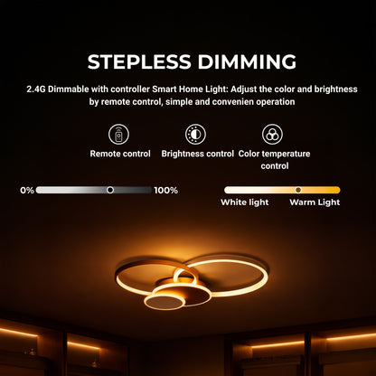 Żyrandol LED z pilotem KILLIAN 80W, 4 koła, światło zimne/ciepłe/neutralne, możliwość przyciemniania, złoty