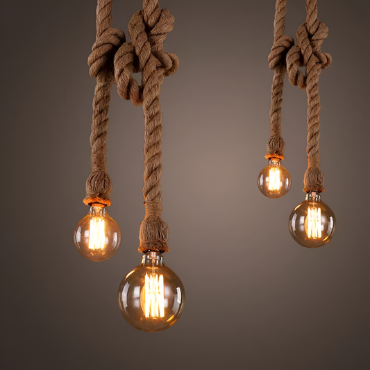 Wisząca lampa Caruso, 2*E27, czarna, metal i lina