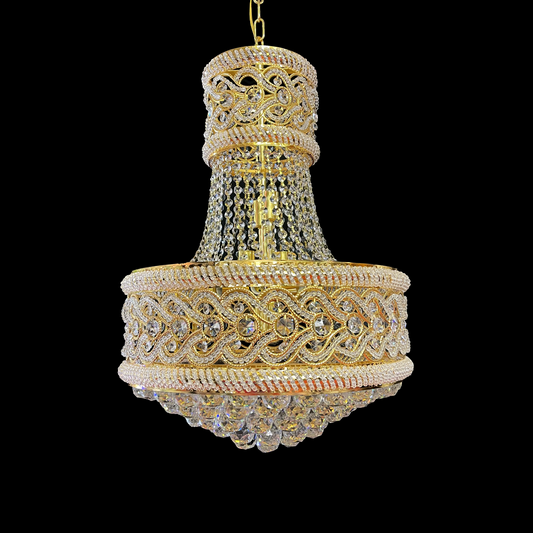 Żyrandol kryształowy Fiamma, 6x E14, średnica 45 cm, złoty