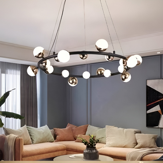 Żyrandol wiszący LED Estella Acrylic z pilotem, ściemnialny, 3000K/4000K/6000K, złoty, metal i akryl