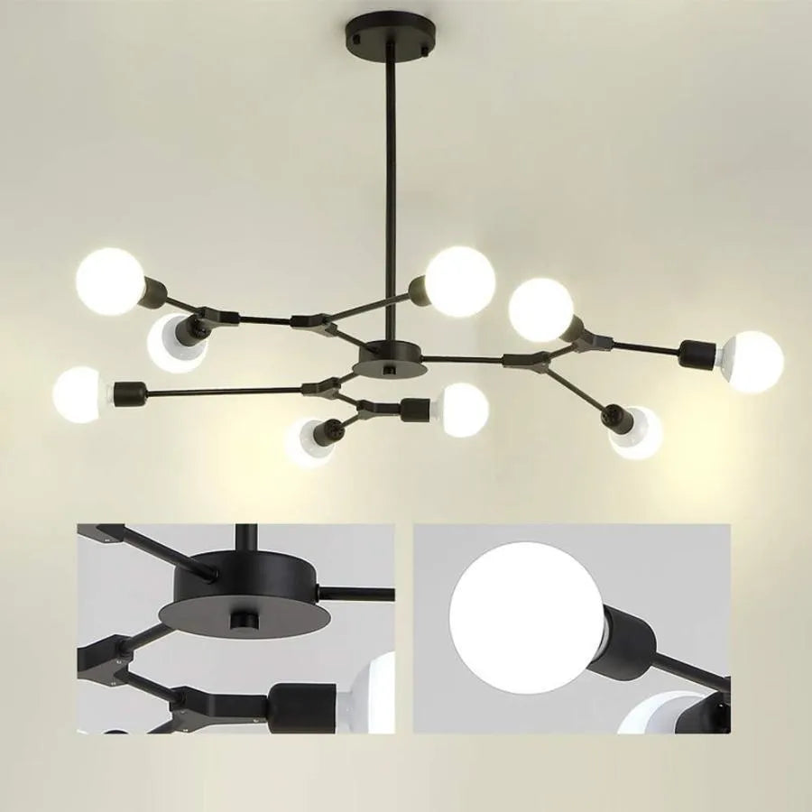 Żyrandol Architek Nona, 9x E27, czarny, metalowy