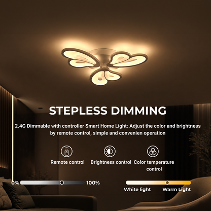 Żyrandol LED BLOSSOM 43 W z pilotem, 3 płatki, światło zimne/ciepłe/neutralne, ściemnialny, biały