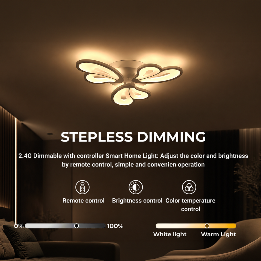 Żyrandol LED BLOSSOM 43 W z pilotem, 3 płatki, światło zimne/ciepłe/neutralne, ściemnialny, biały
