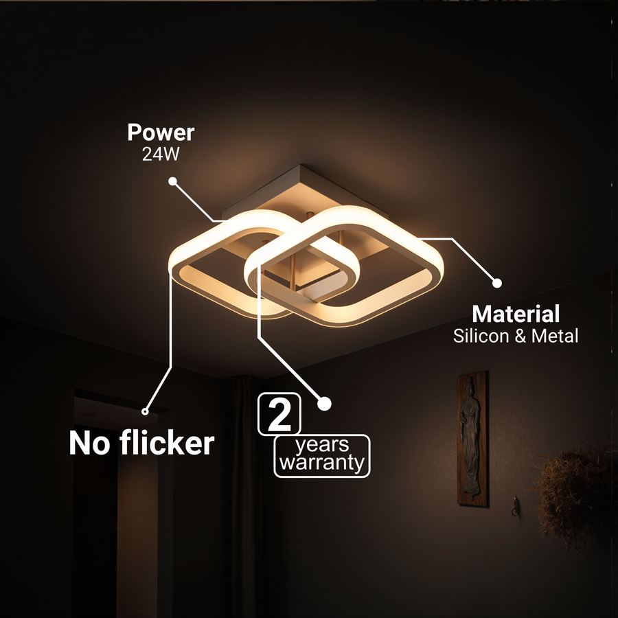 Żyrandol LED VERTEX Matrix, nakładające się diamenty, metalowe ramki, 11W, 2 diamenty, światło zimne/ciepłe/neutralne 3000K/4000K/6000K, biały