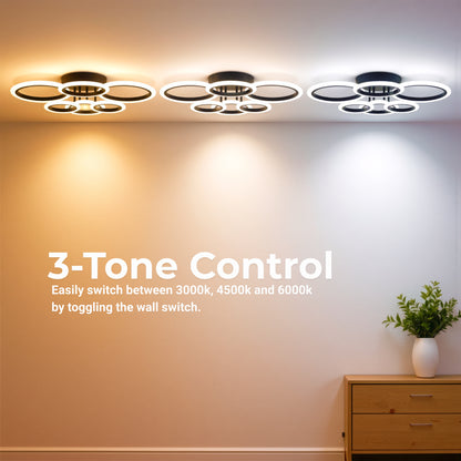 Żyrandol LED BETTY 82W z pilotem, 6 okręgów, światło zimne/ciepłe/neutralne, ściemnialny, czarny