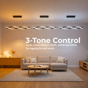 Zawieszany żyrandol LED z pilotem, FLUX, 27W, 116cm, światło zimne/ciepłe/neutralne 3000K/4000K/6000K, możliwość przyciemniania, czarny, regulowana wysokość, metal i silikon