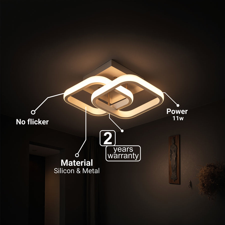 Żyrandol LED VERTEX Matrix, nakładające się diamenty, metalowe ramki, 11W, 2 diamenty, światło zimne/ciepłe/neutralne 3000K/4000K/6000K, biały