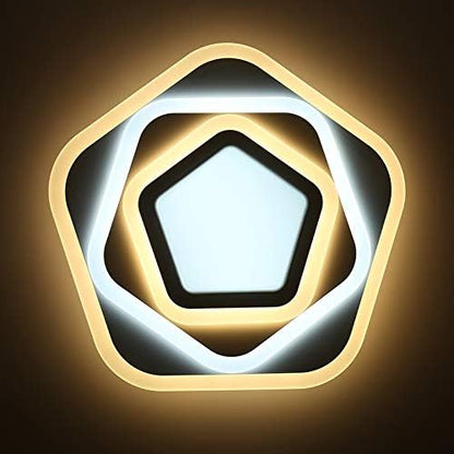 Żyrandol LED z Pilotem PENTAGON 59W, 40cm, Światło Zimne/Ciepłe/Neutralne 3000K/4000K/6000K, Biały, Metal i Akryl, Metal i Akryl