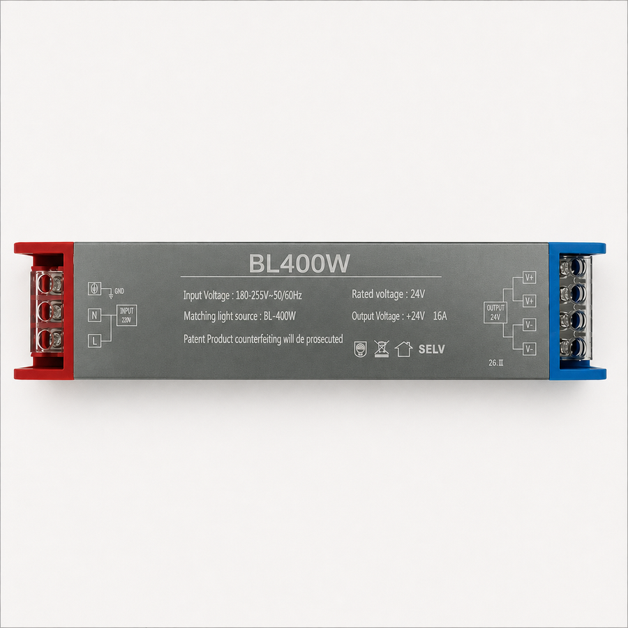 Zasilacz LED 24V, 20,5x2,5x4 cm, Miedź i Aluminium, Czarny