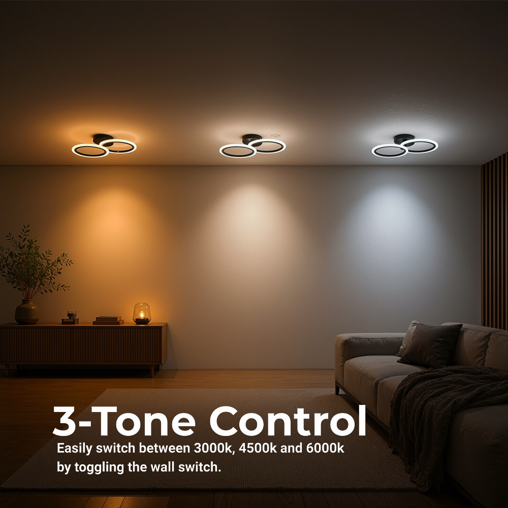 Lustra LED cu telecomanda BETTY 27W, 2 Cercuri, lumina Rece/Calda/Neutra, Dimabila, Negru Lustre LED cu Telecomanda Default Title Alessandro Design