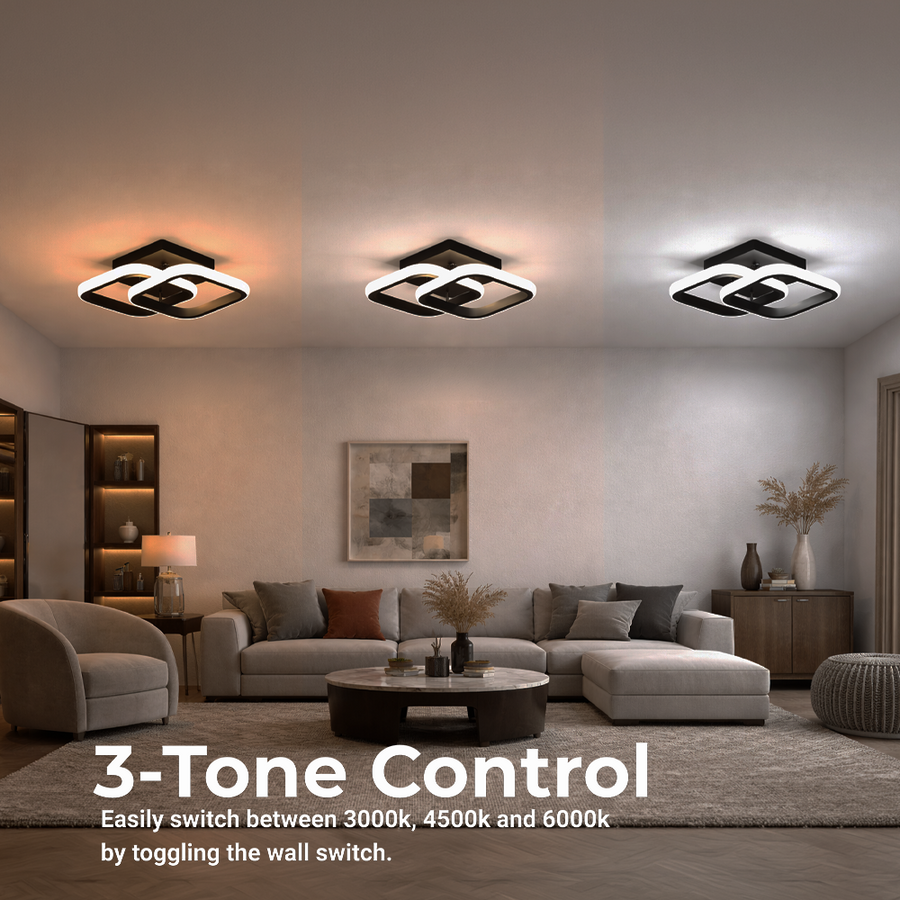 Lustra LED VERTEX Matrix Romburi Suprapuse, Rame Metalice, 24W, 2 Romburi, Lumina Rece/Calda/Neutra 3000K/4000K/6000K, Negru, Metal si Silicon Lustra LED Default Title Alessandro Design