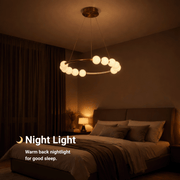 Wisząca lampa LED z akrylu Nova 57W z pilotem, ściemnialna, 3000K/4000K/6000K, kolor złoty, metal i akryl