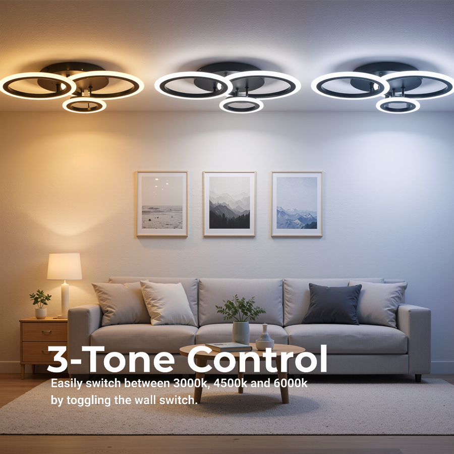 Lustra LED cu telecomanda BETTY 40W, 3 Cercuri, lumina Rece/Calda/Neutra, Dimabila, Negru Lustre LED cu Telecomanda Default Title Alessandro Design
