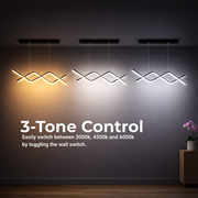 Zawieszany żyrandol LED z pilotem ZIGZAG 27W, światło zimne/ciepłe/neutralne, możliwość przyciemniania, czarny, regulacja wysokości