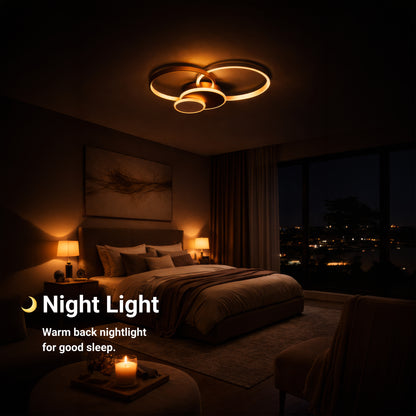 Żyrandol LED z pilotem KILLIAN 80W, 4 koła, światło zimne/ciepłe/neutralne, możliwość przyciemniania, złoty