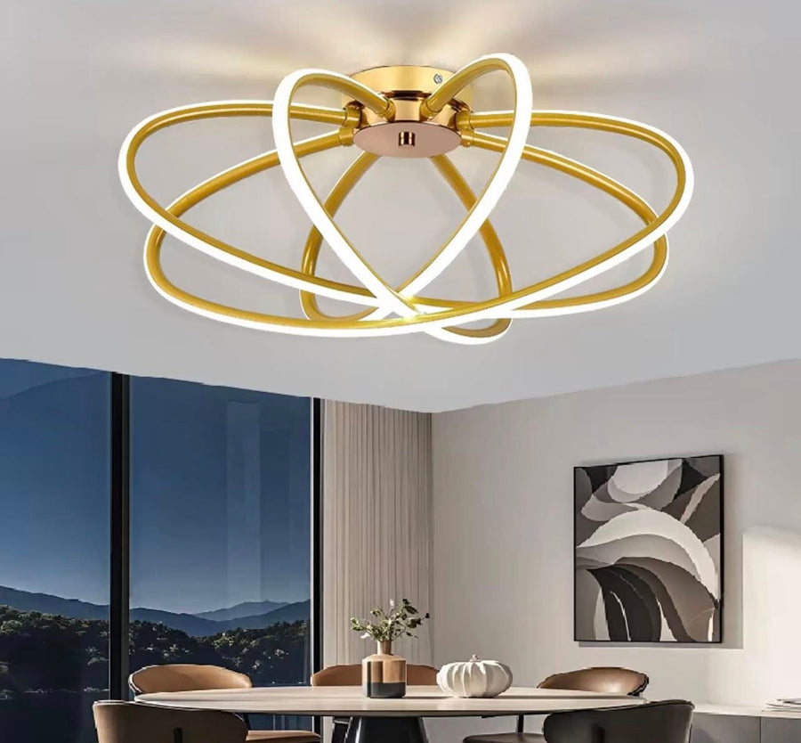 Żyrandol LED z pilotem LT770/500GD, 45W, światło ciepłe/zimne/neutralne 3000K/4000K/6000K, możliwość przyciemniania, Aurium Metal