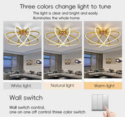 Żyrandol LED z pilotem LT770/500GD, 45W, światło ciepłe/zimne/neutralne 3000K/4000K/6000K, możliwość przyciemniania, Aurium Metal