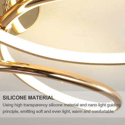 Żyrandol LED z pilotem LT771/500GD, 25W, światło ciepłe/zimne/neutralne 3000K/4000K/6000K, możliwość przyciemniania, złoto, metal i silikon