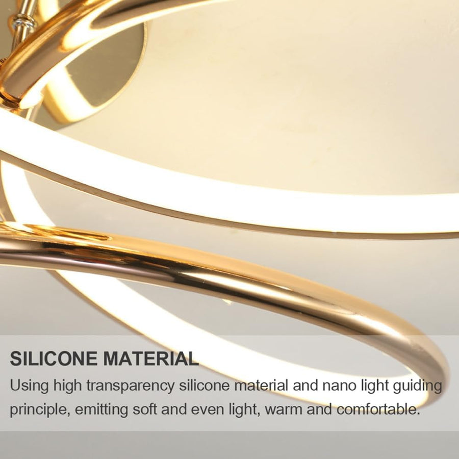 Żyrandol LED z pilotem LT771/500GD, 25W, światło ciepłe/zimne/neutralne 3000K/4000K/6000K, możliwość przyciemniania, złoto, metal i silikon