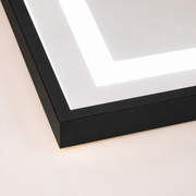 Prostokątne lustro LED, czarna rama, 50x160 cm, możliwość przyciemniania, światło zimne/ciepłe/neutralne, moda garderoba