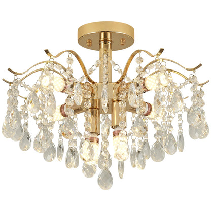 Candelabru Cristal Fiamma, 6x E14, Diametru 45cm, Auriu, Metal si Cristal Candelabre Cristal Default Title Alessandro Design