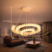 Żyrandol LED Luminis PRISM, kryształ i metal, 210 W, 4 okręgi, ściemnialny, regulowana wysokość, zimne/ciepłe/neutralne światło, luksusowe oświetlenie