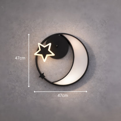 Żyrandol LED z pilotem ALYONA 44W, Księżyc i Gwiazda, Światło zimne/ciepłe/neutralne, Ściemnialny, Czarny 