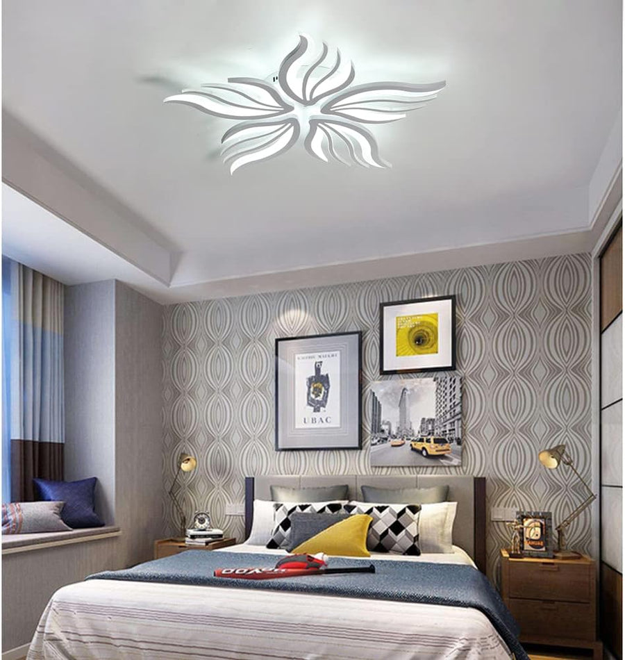 Żyrandol LED SAKURA 60 W z pilotem, 5 płatków, światło zimne/ciepłe/neutralne, ściemnialny, biały