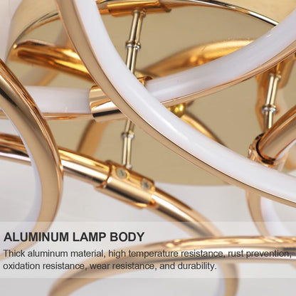 Żyrandol LED z pilotem LT771/500GD, 25W, światło ciepłe/zimne/neutralne 3000K/4000K/6000K, możliwość przyciemniania, złoto, metal i silikon