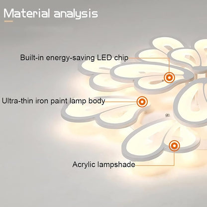 Żyrandol LED z pilotem BLOSSOM 146W, 12 płatków, światło zimne/ciepłe/neutralne 3000k/4000k/6000k, możliwość przyciemniania, biały