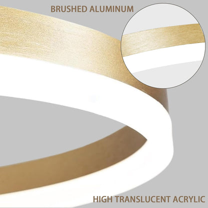 Wiszący żyrandol LED, ANINA, 34W, 1 okrąg, średnica 50cm, światło zimne/ciepłe/neutralne 3000K/4000K/6000K, możliwość przyciemniania, błyszczący złoty biały, regulowana wysokość, metal i akryl