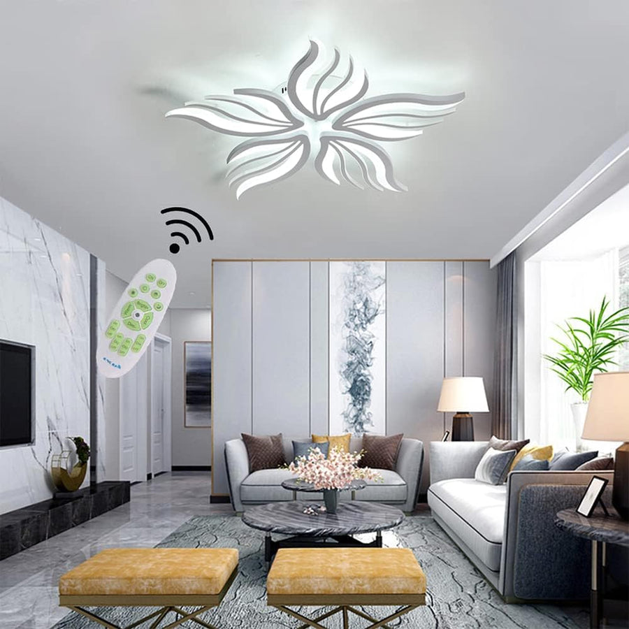 Żyrandol LED SAKURA 60 W z pilotem, 5 płatków, światło zimne/ciepłe/neutralne, ściemnialny, biały