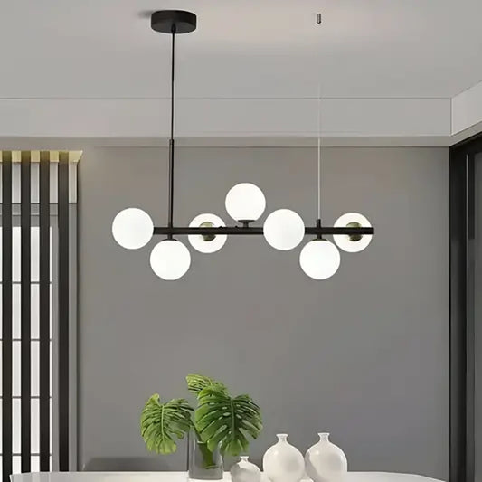 Nowoczesny żyrandol z żarówką LOFT Pavilion, 7x G9, czarno-biały, metalowy, regulowana wysokość