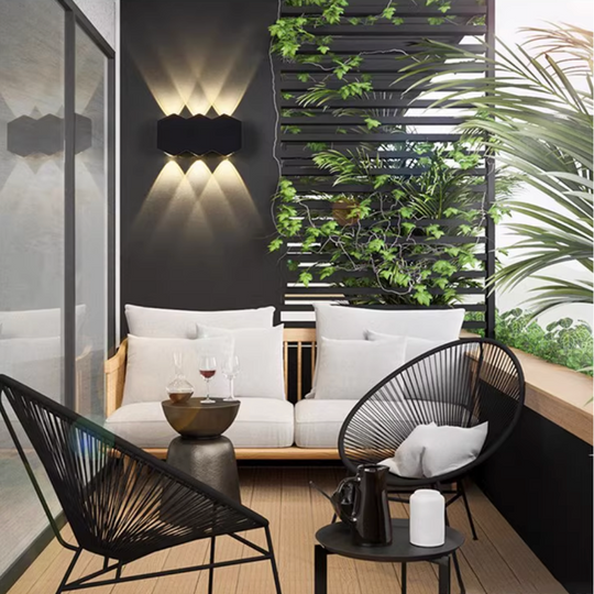 Kinkiet zewnętrzny LED AX231, 12W, 6 źródeł światła, ciepłe światło, czarny kinkiet zewnętrzny Tytuł domyślny Alessandro Design