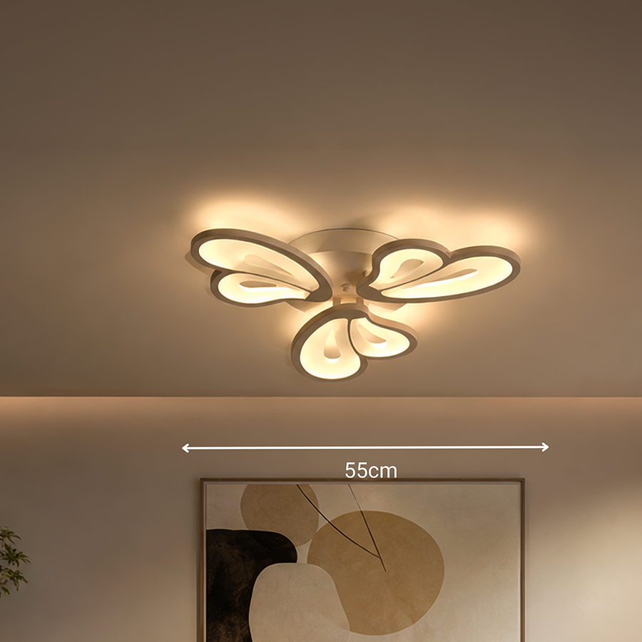 Żyrandol LED BLOSSOM 43 W z pilotem, 3 płatki, światło zimne/ciepłe/neutralne, ściemnialny, biały