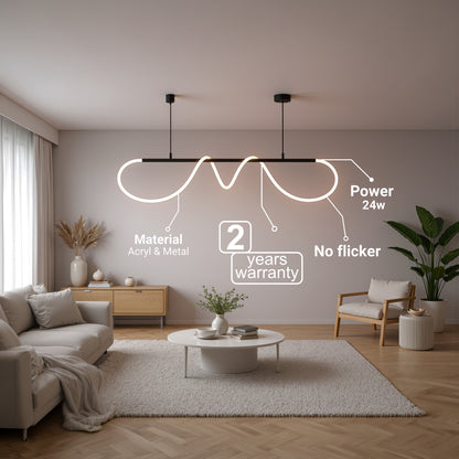 Żyrandol LED DIVINO z elastyczną rurką silikonową - 24W, regulowane światło, czarny mat