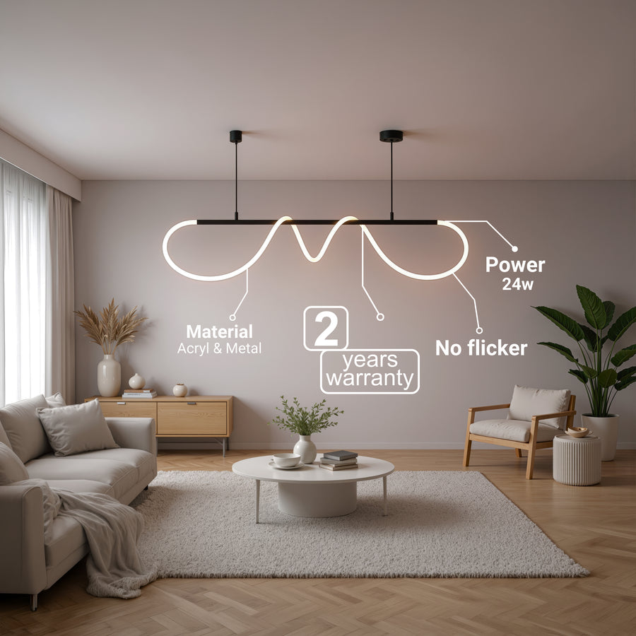 Żyrandol LED DIVINO z elastyczną rurką silikonową - 24W, regulowane światło, czarny mat