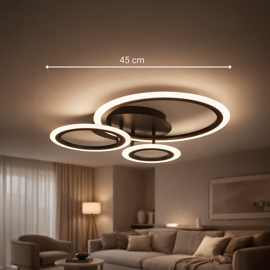 Lustra LED cu telecomanda BETTY 40W, 3 Cercuri, lumina Rece/Calda/Neutra, Dimabila, Negru Lustre LED cu Telecomanda Default Title Alessandro Design