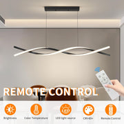 Zawieszany żyrandol LED z pilotem, FLUX, 27W, 115cm, światło zimne/ciepłe/neutralne 3000K/4000K/6000K, możliwość przyciemniania, czarny, regulowana wysokość, metal i silikon