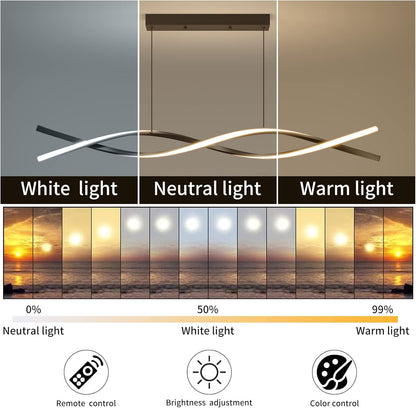 Zawieszany żyrandol LED z pilotem, FLUX, 27W, 115cm, światło zimne/ciepłe/neutralne 3000K/4000K/6000K, możliwość przyciemniania, czarny, regulowana wysokość, metal i silikon