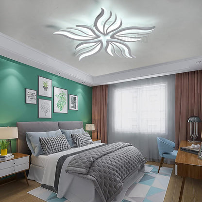 Żyrandol LED SAKURA 60 W z pilotem, 5 płatków, światło zimne/ciepłe/neutralne, ściemnialny, biały