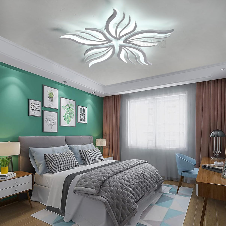 Żyrandol LED SAKURA 60 W z pilotem, 5 płatków, światło zimne/ciepłe/neutralne, ściemnialny, biały