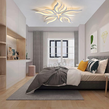 Żyrandol LED SAKURA 60 W z pilotem, 5 płatków, światło zimne/ciepłe/neutralne, ściemnialny, biały